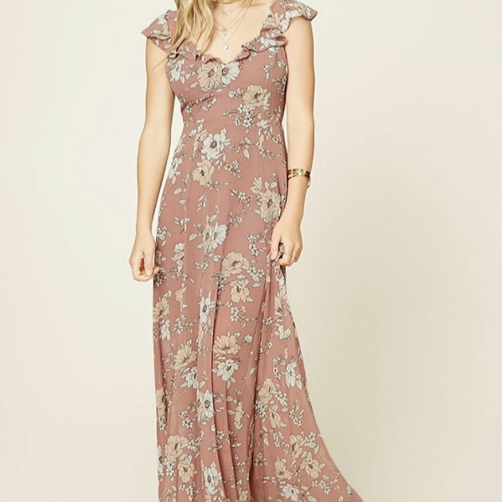 Forever 21 - Mauve and Pink Contemporary Floral Maxi Dress